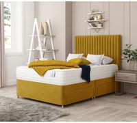 Bed Choices Manhattan Bed Set No drawer - Includes Mattress & Headboard - Plush Velvet in Mustard | Size: King Bed Choices Mustard King