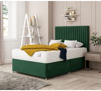 Bed Choices Manhattan Divan Bed With 2 drawers, Mattress & 54" Floor Standing Headboard - Plush Velvet in Emerald | Size: Single Bed Choices Emerald Single