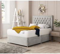 Bed Choices Montana Divan Bed With 2 drawers & 26" Headboard (Mattress not included) in Silver | Size: Small Double Bed Choices Silver Small Double