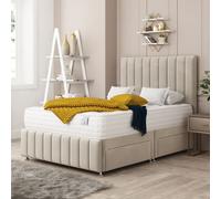 Bed Choices Moscow Divan Bed 2 drawers, Mattress & 26" Headboard in Cream | Size: Small Double Bed Choices Cream Small Double