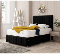 Bed Choices Moscow Divan Bed With 4 drawers, Mattress & 54" Floor Standing Headboard - Plush Velvet in Black | Size: Super King Bed Choices Black Super King