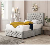Bed Choices Regency Plush Velvet Divan Bed With Mattress, Headboard & 4 Storage Drawers - King