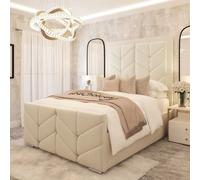 Bed Choices Women's Sydney Premium Bed Frame with Ottoman Gas Lift Storage (Mattress Not Included) in Cream | Size: Single Bed Choices Cream Single