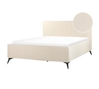 Bed Corduroy VALOGNES 160 x 200 cm (EU King Size) Light Beige