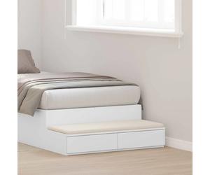 Bed Drawer White 75x36.5x16.5cm Engineered Wood 2-Drawer Seat Step Slim Storage
