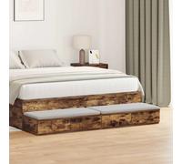 Bed Drawers 140x36.5x16.5cm Smoked Oak Engineered Wood XL 4 Drawers Bedside Seat