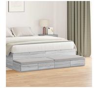 Bed Drawers Grey Sonoma 140x36.5x16.5cm Engineered Wood 2-Drawer Bedside Seat.