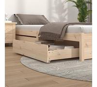 Bed Drawers Pack of 2 Solid Pine 90 x 78 x 18 cm Storage Space for Bedroom, Matches Bed Frame, Slatted Frame, Mattress, Headboard for Storage and Order