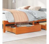 Bed Drawers Pack of 2 Wax Brown 85 x 55 x 17 cm Solid Pine Drawer System Extendable with Wheels Storage Organiser for Bedroom Tidy Storage