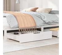 Bed Drawers Set of 2 White Solid Pine Wood 80 x 55 x 17 cm with Wheels, Space-Saving Drawer System for Order and Storage Space Under the Bed in the Bedroom