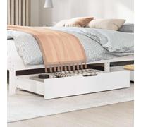 Bed Drawers Set of 2 White Solid Pine Wood 90 x 55 x 17 cm with Wheels, Space-Saving Drawer System for Storage, Order and Storage Under the Bed