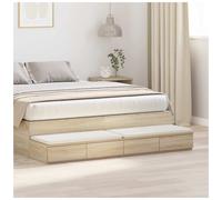 Bed Drawers Sonoma Oak 140x36.5x16.5cm Engineered Wood 2-Drawer Seat/Step Stool