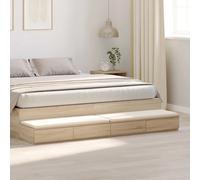 Bed Drawers Sonoma Oak 180x36.5x16.5cm Engineered Wood 2-Drawer Bedside Seat XL