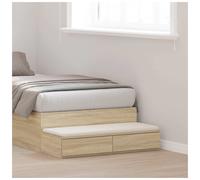 Bed Drawers Sonoma Oak 75x36.5x16.5cm Engineered Wood 2-Drawer Seat/Step Minimal