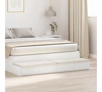 Bed Drawers White 135x36.5x16.5cm Engineered Wood 2-Drawer Minimalist Seat/Step