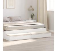 Bed Drawers White 180x36.5x16.5cm Engineered Wood 2-Drawer Seat/Step Slim