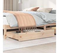 Bed Drawers with Wheels Made of Solid Pine Wood, Set of 2, 90 x 55 x 17 cm, Space-Saving Drawer with Smooth-Running Pull-Out for Bedroom, Order and Storage Space Under the Bed