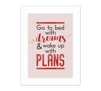 Bed Dreams Plans Wake Up Ambition Red Canvas Wall Art Print