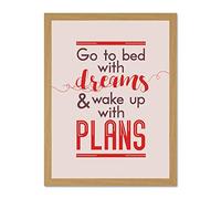 Bed Dreams Plans Wake Up Ambition Red Large Framed Art Print Poster Wall Decor 18x24 inch