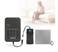 Bed Exit Alarm Mat System for Elderly, Pressure Sensor Pad with Voice & LED Alarm for Caregiver Alerts, Nursing Home & Home Care Fall Prevention