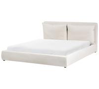 Beliani Bed Fabric Bajonna 180 X 200 Cm (Eu Super King) Light Beige