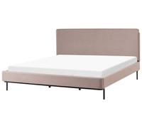 Beliani Bed Fabric Corio 180 X 200 Cm (Eu Super King) Taupe