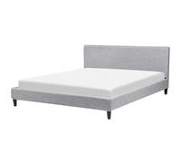 Modern Linen EU Super King Size Bed Frame 6ft Slatted Base Grey Fitou