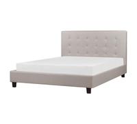 Beliani Bed Fabric La Rochelle 160 X 200 Cm Eu King Size Light Grey, Grey