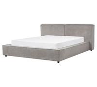 Beliani Bed Fabric Linards 160 X 200 Cm (Eu King Size) Grey