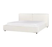 Beliani Bed Fabric Linards 180 X 200 Cm Eu Super King Off-white, White