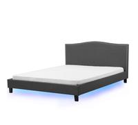 Beliani Bed Fabric Montpellier 180 X 200 Cm Eu Super King LED Multicolour, Grey