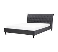 Fabric EU King Size Bed Dark Grey SAVERNE