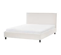 Beliani Bed Fabric SENNEZ 160 x 200 cm (EU King Size) Beige, Cream