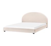 Beliani Bed Fabric Vaucluse 180 X 200 Cm Eu Super King Light Beige