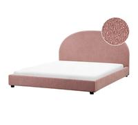 Beliani Bed Fabric Vaucluse 180 X 200 Cm Eu Super King Pastel Pink, Pink