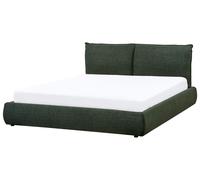 Beliani Bed Fabric Vinay 160 X 200 Cm Eu King Size Dark Green, Green