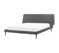Beliani Bed Faux Leather Essonne 160 X 200 Cm Eu King Size Grey, Grey