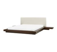 Beliani Bed Faux Leather Zen 180 X 200 Cm (Eu Super King) Dark Ash Wood