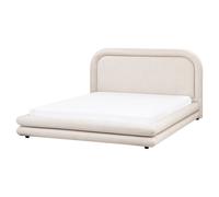 Bed Faux Linen LAVARDENS 160 x 200 cm (EU King Size) Light Beige