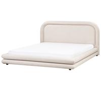 Beliani Bed Faux Linen Lavardens 180 X 200 Cm (Eu Super King) Light Beige