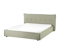 Bed Faux Linen LESTRE 160 x 200 cm (EU King Size) Green