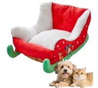 Bed for Cats, Christmas Sleigh Dog Bed, Festive Cozy Insulated Nest for Winter Holiday Puppy Animal Calming Sleeping Cat Kitten Cold Weather Nights Cozy Indoor Rest