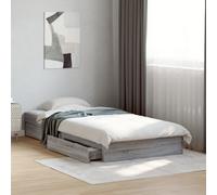 Bed frame 100x200 cm Grey Sonoma Engineered Wood Storage Drawers with 4 Drawers