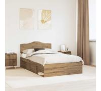 Bed Frame 120x190cm Artisan Oak Solid Pine & Engineered Wood Slatted Modern XL.