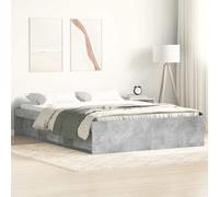 Bed frame 140x190 cm Concrete Grey engineered wood pinewood 6-open storage solid