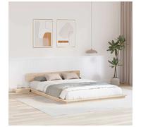 Bed Frame 140x200cm Natural Wood with Integrated Bedside Table Modern Minimalist