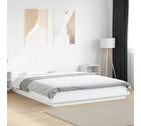 Bed frame 160x200 cm White Engineered Wood Slatted Modern Platform Bed-InclSlats