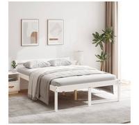 Bed Frame 4ft Small Double 120x190cm Solid Pine Wood White Slatted Platform Base