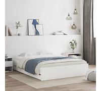 Bed frame 6 drawers White 140x200cm Engineered wood Plywood slats Storage Space