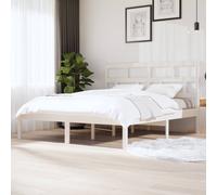 Bed frame 75x190cm solid pinewood white with headboard & plywood slats 2FT6 bed
